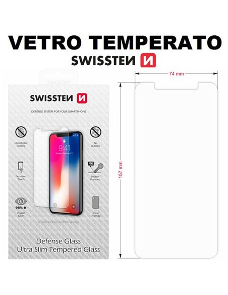 PELLICOLA per APPLE IPHONE 12 PRO MAX (6.7') - PROTEGGI DISPLAY VETRO TEMPERATO 0,33mm DIMENSIONI: 157 mm X 74 mm SWISSTEN