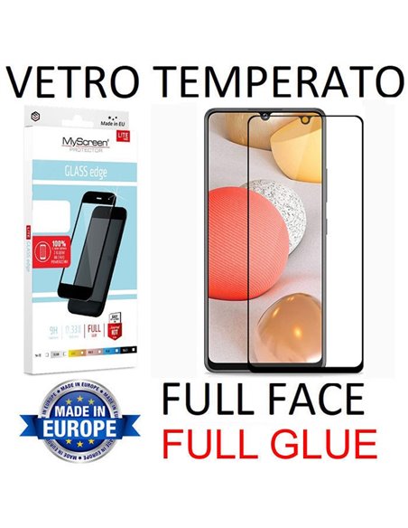 PELLICOLA per SAMSUNG GALAXY A42 5G (SM-A426B) - VETRO TEMPERATO FULL FACE 9H - FULL GLUE 0,33mm CON CORNICE NERA MYSCREEN LITE