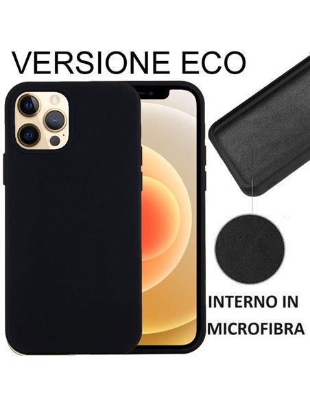 CUSTODIA per APPLE IPHONE 12 PRO MAX (6.7') IN SILICONE CON EFFETTO SOFT TOUCH ED INTERNO IN MICROFIBRA NERO VERSIONE ECONOMICA