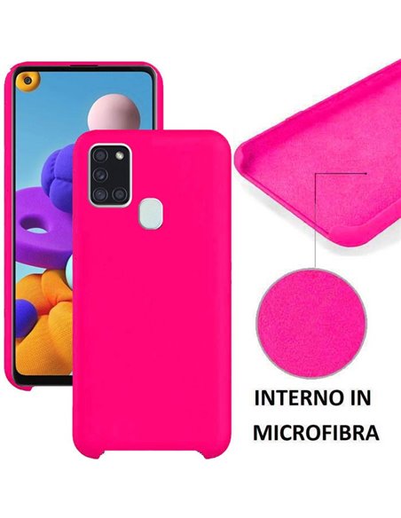 CUSTODIA per SAMSUNG GALAXY A21s (SM-A217) IN SILICONE CON EFFETTO SOFT TOUCH ED INTERNO IN MICROFIBRA COLORE FUCSIA