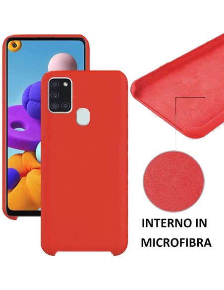 CUSTODIA per SAMSUNG GALAXY A21s (SM-A217) IN SILICONE CON EFFETTO SOFT TOUCH ED INTERNO IN MICROFIBRA COLORE ROSSO