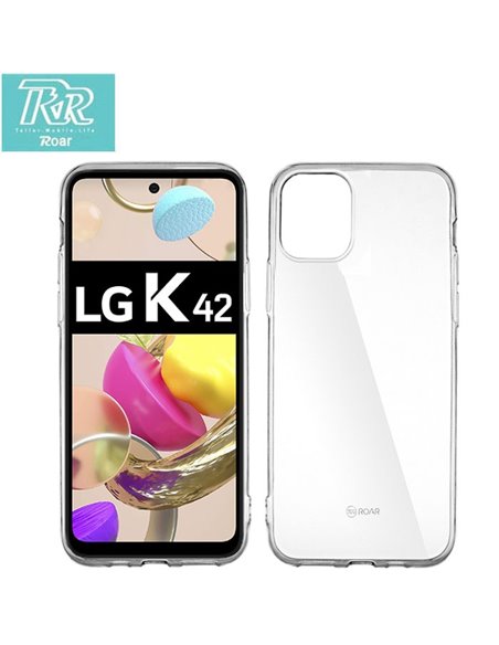 CUSTODIA per LG K42, K52, K62 IN GEL TPU SILICONE TRASPARENTE ALTA QUALITA' ROAR COLORFUL BLISTER