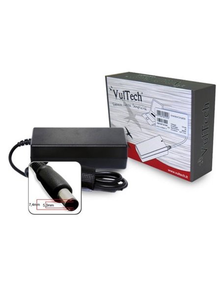 CARICATORE DA RETE PER NOTEBOOK HP 65W 18.5V 3.5A 7.4x5.0MM COLORE NERO HP18535H-312 VULTECH SEGUE COMPATIBILITA'..