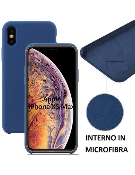 CUSTODIA per APPLE IPHONE XS MAX (6.5') IN SILICONE CON EFFETTO SOFT TOUCH ED INTERNO IN MICROFIBRA COLORE BLU