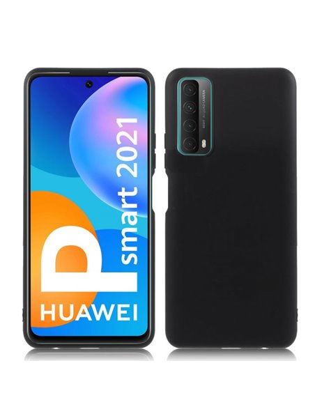 CUSTODIA per HUAWEI P SMART 2021, Y7a IN GEL TPU SILICONE SLIM COLORE NERO SATINATO