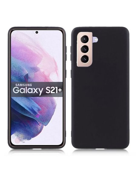 CUSTODIA per SAMSUNG GALAXY S21 PLUS 5G (SM-G996B), GALAXY S21 PLUS 5G DUAL SIM IN GEL TPU SILICONE SLIM COLORE NERO SATINATO