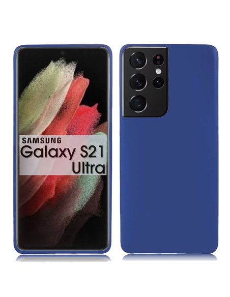 CUSTODIA per SAMSUNG GALAXY S21 ULTRA 5G (SM-G998B) IN GEL TPU SILICONE SLIM COLORE BLU SATINATO