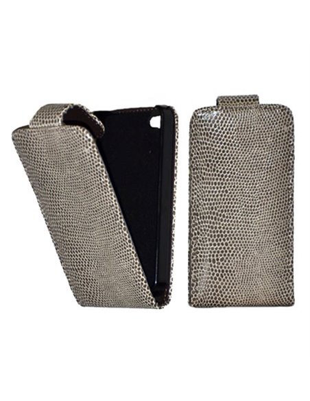 CUSTODIA VERTICALE FLIP SIMILPELLE per APPLE IPHONE 4, 4s FANTASIA SNAKE