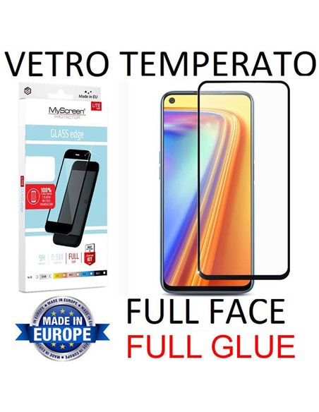 PELLICOLA per REALME 7 IN VETRO TEMPERATO FULL FACE 9H - FULL GLUE CON CORNICE NERA MYSCREEN LITE - ATTENZIONE..