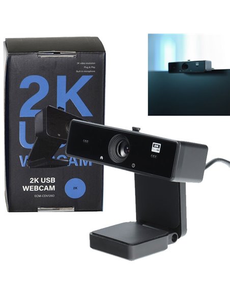 WEBCAM HD 2K USB 2.0 RISOLUZIONE 2560x1440p CON MICROFONO INTEGRATO E FISSAGGIO A CLIP LUNGHEZZA CAVO 1,5MT COLORE NERO BLISTER