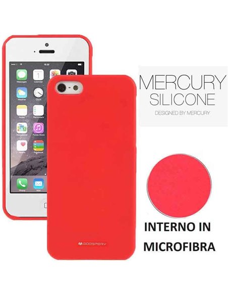 CUSTODIA per APPLE IPHONE SE, IPHONE 5S, IPHONE 5 IN SILICONE CON INTERNO IN MICROFIBRA ROSSO ALTA QUALITA' MERCURY