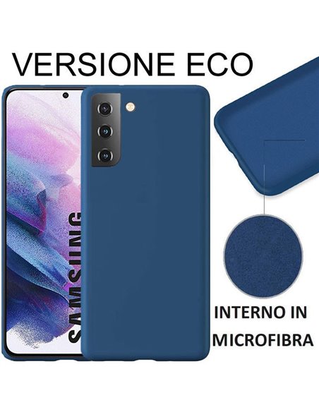 CUSTODIA per SAMSUNG GALAXY S21 PLUS 5G (SM-G996B) SILICONE EFFETTO SOFT TOUCH - INTERNO IN MICROFIBRA BLU VERSIONE ECONOMICA