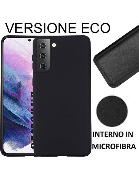 CUSTODIA per SAMSUNG GALAXY S21 PLUS 5G (SM-G996B) SILICONE EFFETTO SOFT TOUCH - INTERNO IN MICROFIBRA NERO VERSIONE ECONOMICA