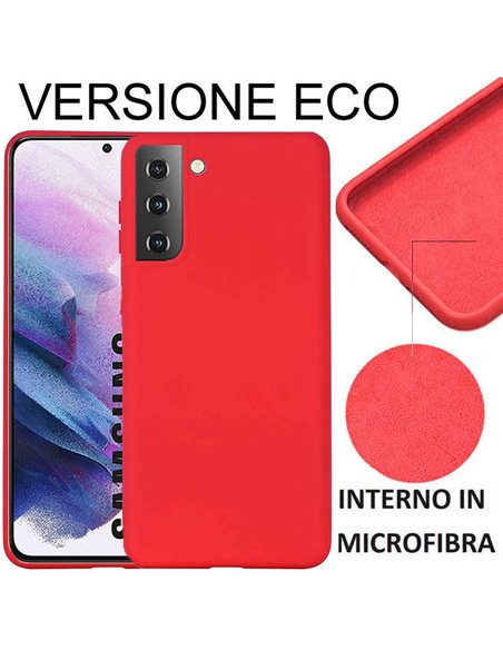 CUSTODIA per SAMSUNG GALAXY S21 PLUS 5G (SM-G996B) SILICONE EFFETTO SOFT TOUCH - INTERNO IN MICROFIBRA ROSSO VERSIONE ECONOMICA