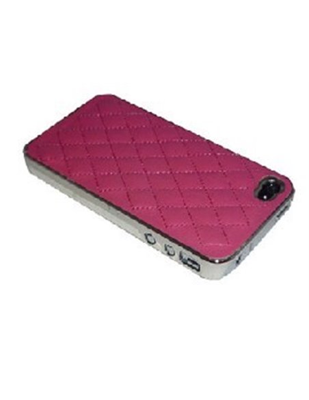 CUSTODIA per APPLE IPHONE 4, IPHONE 4S - BACK RIGIDA IN TESSUTO TRAPUNTATO COLORE ROSA