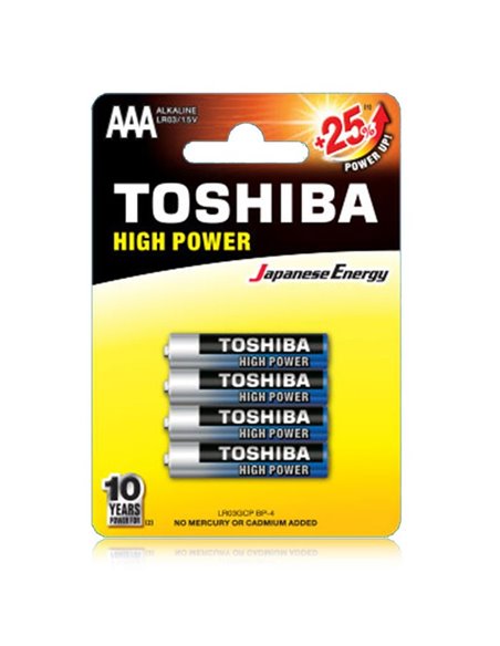 BATTERIE MINISTILO AAA LR03 MN2400 HIGH POWER - 4 PEZZI TOSHIBA BLISTER