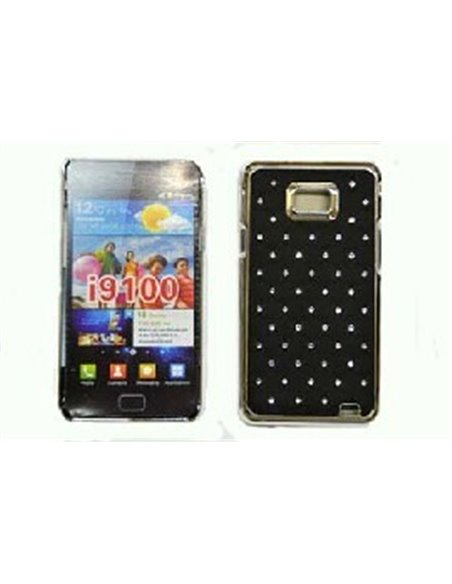 CUSTODIA RIGIDA CON BRILLANTINI per SAMSUNG I9100 Galaxy S II, I9105 Galaxy S II Plus COLORE NERO