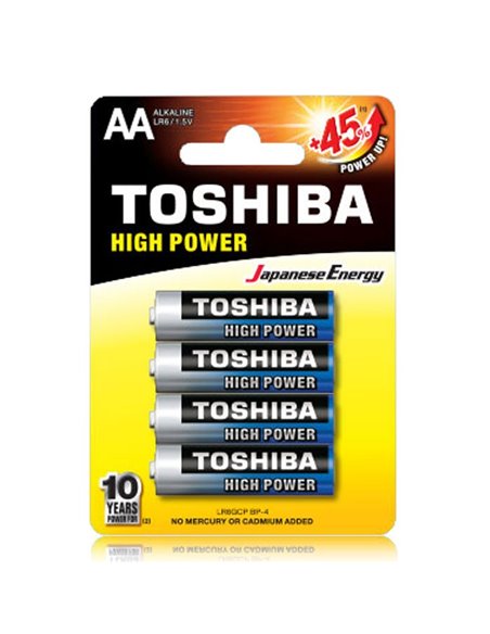 BATTERIE STILO AA LR6 MN1500 HIGH POWER - 4 PEZZI TOSHIBA BLISTER