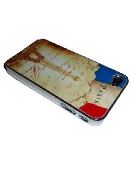 CUSTODIA per APPLE IPHONE 4, IPHONE 4S - BACK RIGIDA FANTASIA PARIGI, TORRE EIFFEL