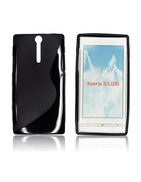 CUSTODIA GEL TPU SILICONE DOUBLE per SONY XPERIA S LT26i COLORE NERO