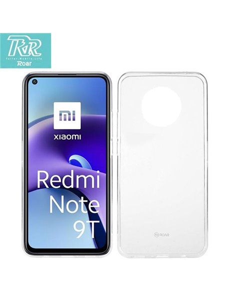 CUSTODIA per XIAOMI REDMI NOTE 9T (LTE/5G) IN GEL TPU SILICONE TRASPARENTE ALTA QUALITA' ROAR COLORFUL BLISTER