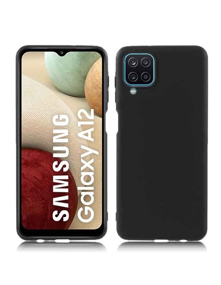 CUSTODIA per SAMSUNG GALAXY A12 (SM-A125F), GALAXY M12 (SM-M127) IN GEL TPU SILICONE SLIM COLORE NERO SATINATO