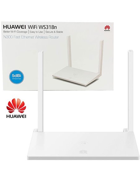 ROUTER WIRELESS 300Mbps ORIGINALE HUAWEI DUAL BAND 5dBi CON 1 PORTA WAN, 2 PORTE LAN E PROTEZIONE RETE DOMESTICA WS318n BLISTER