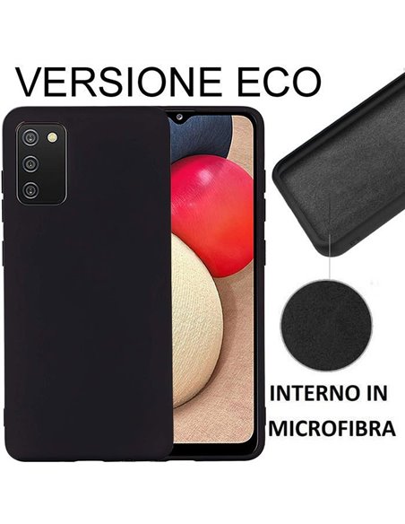 CUSTODIA per SAMSUNG GALAXY A02s (A025F), M02s SILICONE EFFETTO SOFT TOUCH - INTERNO IN MICROFIBRA NERO VERSIONE ECONOMICA