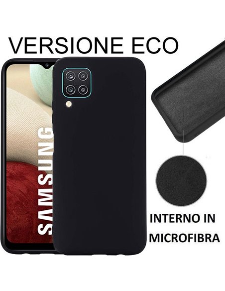 CUSTODIA per SAMSUNG GALAXY A12 (A125F), M12 (M127) SILICONE EFFETTO SOFT TOUCH - INTERNO IN MICROFIBRA NERO VERSIONE ECONOMICA