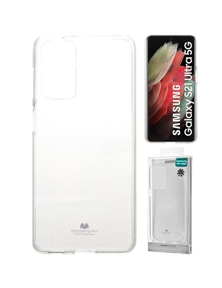 CUSTODIA per SAMSUNG GALAXY S21 ULTRA 5G (SM-G998B) IN GEL TPU TRASPARENTE ALTA QUALITA' MERCURY BLISTER