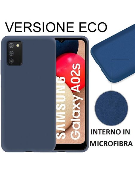 CUSTODIA per SAMSUNG GALAXY A02s (A025F), M02s SILICONE EFFETTO SOFT TOUCH - INTERNO IN MICROFIBRA BLU VERSIONE ECONOMICA