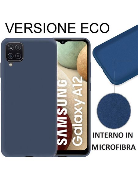 CUSTODIA per SAMSUNG GALAXY A12 (A125F), M12 (M127) SILICONE EFFETTO SOFT TOUCH - INTERNO IN MICROFIBRA BLU VERSIONE ECONOMICA