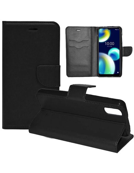 CUSTODIA per WIKO VIEW 4 LITE, VIEW 4 - FLIP ORIZZONTALE SIMILPELLE CON INTERNO IN TPU SILICONE, STAND E PORTA CARTE COLORE NERO