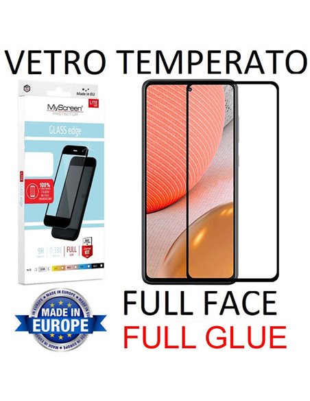 PELLICOLA per SAMSUNG GALAXY A72 5G, A72 4G - VETRO TEMPERATO FULL FACE 9H FULL GLUE 0,33mm CON CORNICE NERA MYSCREEN LITE