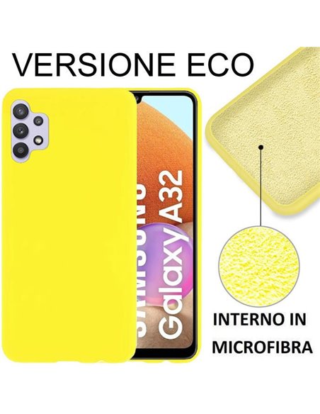 CUSTODIA per SAMSUNG GALAXY A32 4G SILICONE EFFETTO SOFT TOUCH ED INTERNO IN MICROFIBRA GIALLO VERSIONE ECONOMICA - ATTENZIONE..
