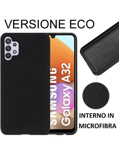 CUSTODIA per SAMSUNG GALAXY A32 4G SILICONE EFFETTO SOFT TOUCH ED INTERNO IN MICROFIBRA NERO VERSIONE ECONOMICA - ATTENZIONE..