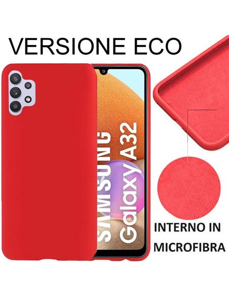 CUSTODIA per SAMSUNG GALAXY A32 4G SILICONE EFFETTO SOFT TOUCH ED INTERNO IN MICROFIBRA ROSSO VERSIONE ECO - ATTENZIONE..