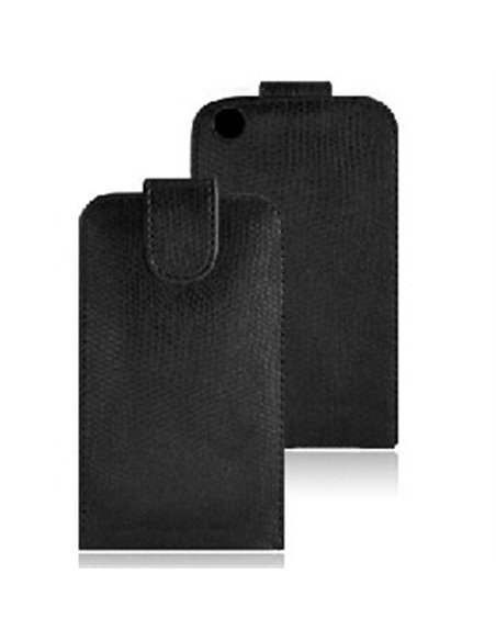 CUSTODIA VERTICALE FLIP PELLE SNAKE per APPLE IPHONE 4, 4s COLORE NERO