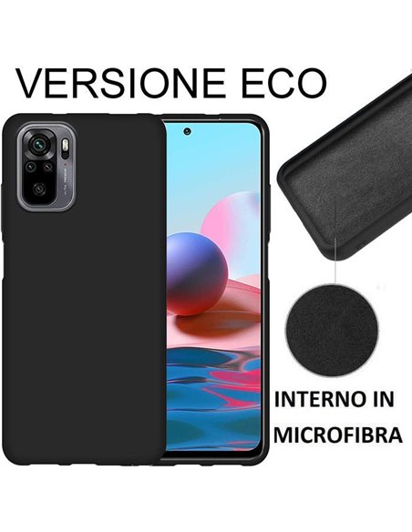 CUSTODIA per XIAOMI REDMI NOTE 10 (4G), 10s SILICONE CON EFFETTO SOFT TOUCH ED INTERNO IN MICROFIBRA NERO ECONOMICA - ATTENZIONE