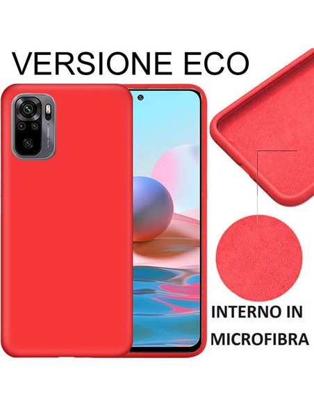 CUSTODIA per XIAOMI REDMI NOTE 10 (4G), 10s SILICONE CON EFFETTO SOFT TOUCH ED INTERNO IN MICROFIBRA ROSSO ECONOMICA - ATTENZION