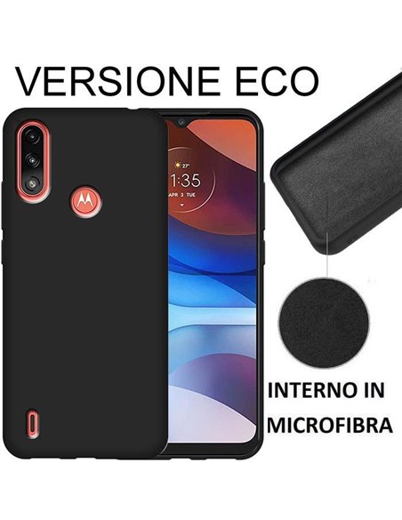 CUSTODIA per MOTOROLA MOTO E7 POWER, E7i POWER - SILICONE EFFETTO SOFT TOUCH INTERNO IN MICROFIBRA NERO VERSIONE ECONOMICA