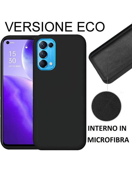 CUSTODIA per OPPO RENO 5 5G, RENO 5 4G, RENO 5K, FIND X3 LITE - SILICONE SOFT TOUCH INTERNO IN MICROFIBRA NERO VERSIONE ECONOMIC