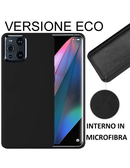 CUSTODIA per OPPO FIND X3, FIND X3 PRO - SILICONE CON EFFETTO SOFT TOUCH ED INTERNO IN MICROFIBRA NERO VERSIONE ECONOMICA