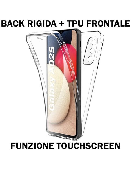 CUSTODIA per SAMSUNG GALAXY A02s (A025F), M02s (M025F) CON PARTE POSTERIORE RIGIDA + PARTE FRONTALE IN TPU SILICONE TRASPARENTE