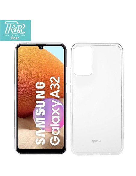 CUSTODIA per SAMSUNG GALAXY A32 4G (A325F) GEL TPU SILICONE TRASPARENTE ALTA QUALITA' ROAR COLORFUL BLISTER - ATTENZIONE..