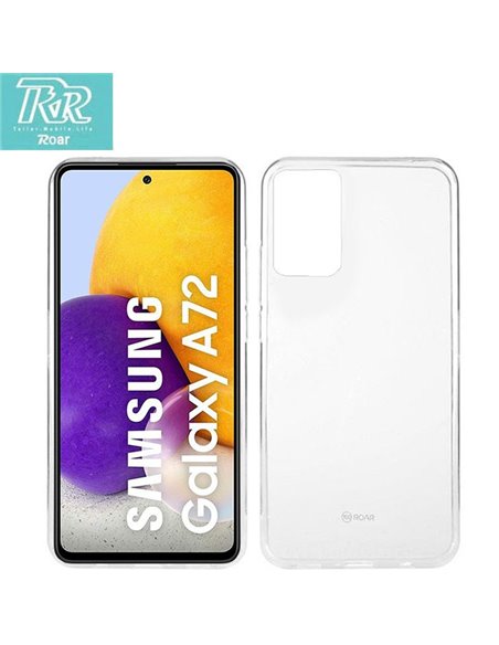 CUSTODIA per SAMSUNG GALAXY A72 5G (A726B), A72 4G (A725F) GEL TPU SILICONE TRASPARENTE ALTA QUALITA' ROAR COLORFUL BLISTER