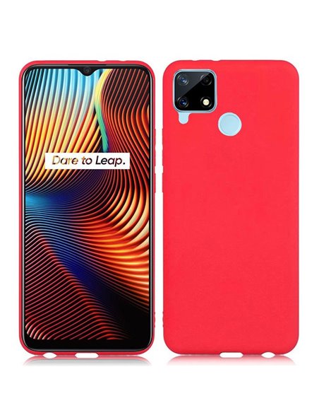 CUSTODIA per REALME 7i GLOBAL, C12, C15 - IN GEL TPU SILICONE SLIM COLORE ROSSO SATINATO