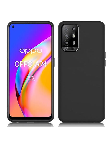 CUSTODIA per OPPO A94 5G, F19 PRO PLUS 5G, RENO 5Z - IN GEL TPU SILICONE SLIM COLORE NERO SATINATO