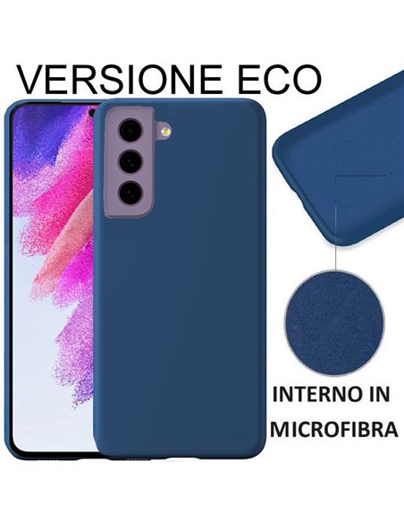 CUSTODIA per SAMSUNG GALAXY S21 FE 5G (SM-G990B) SILICONE EFFETTO SOFT TOUCH - INTERNO IN MICROFIBRA BLU VERSIONE ECONOMICA