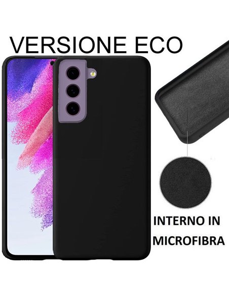 CUSTODIA per SAMSUNG GALAXY S21 FE 5G (SM-G990B) SILICONE EFFETTO SOFT TOUCH - INTERNO IN MICROFIBRA NERO VERSIONE ECONOMICA